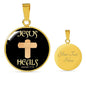 Jesus Heals Christian Gift Circle Necklace Stainless Steel or 18k Gold 18-22" - Express Your Love Gifts
