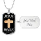 Jesus Heals Jeremiah 17:14 Dog Tag Stainless Steel or 18k Gold 24" Chain - Express Your Love Gifts