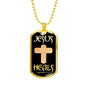 Jesus Heals Jeremiah 17:14 Dog Tag Stainless Steel or 18k Gold 24" Chain - Express Your Love Gifts
