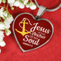 Jesus Is Anchor To My Soul Hebrews Necklace Stainless Steel or 18k Gold Heart Pendant 18-22" - Express Your Love Gifts