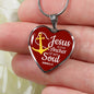 Jesus Is Anchor To My Soul Hebrews Necklace Stainless Steel or 18k Gold Heart Pendant 18-22" - Express Your Love Gifts