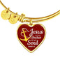 Jesus Is Anchor To My Soul Hebrews Stainless Steel or 18k Gold Heart Bangle Bracelet - Express Your Love Gifts