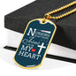 Jesus Is In My Heart Nursing Necklace Stainless Steel or 18k Gold Dog Tag w 24"-Express Your Love Gifts