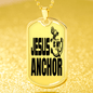 Jesus Is My Anchor Necklace Stainless Steel or 18k Gold Dog Tag 24" Chain - Express Your Love Gifts