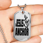 Jesus Is My Anchor Necklace Stainless Steel or 18k Gold Dog Tag 24" Chain - Express Your Love Gifts
