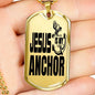 Jesus Is My Anchor Necklace Stainless Steel or 18k Gold Dog Tag 24" Chain - Express Your Love Gifts