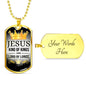 Jesus King Of Kings Necklace Stainless Steel or 18k Gold Dog Tag 24" Chain-Express Your Love Gifts