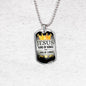 Jesus King Of Kings Necklace Stainless Steel or 18k Gold Dog Tag 24" Chain-Express Your Love Gifts