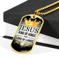 Jesus King Of Kings Necklace Stainless Steel or 18k Gold Dog Tag 24" Chain-Express Your Love Gifts