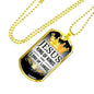 Jesus King Of Kings Necklace Stainless Steel or 18k Gold Dog Tag 24" Chain-Express Your Love Gifts