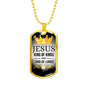 Jesus King Of Kings Necklace Stainless Steel or 18k Gold Dog Tag 24" Chain-Express Your Love Gifts