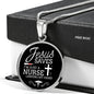 Jesus Saves I'm Just a Nurse Circle Necklace Stainless Steel or 18k Gold 18-22"-Express Your Love Gifts