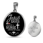 Jesus Saves I'm Just a Nurse Circle Necklace Stainless Steel or 18k Gold 18-22"-Express Your Love Gifts