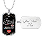 Jesus Saves Nurse Necklace Stainless Steel or 18k Gold Dog Tag W 24"-Express Your Love Gifts