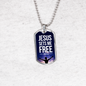 Jesus Sets Me Free Christian Necklace Bible Verse Necklace Stainless Steel or 18k Gold Dog Tag 24" Chain-Express Your Love Gifts