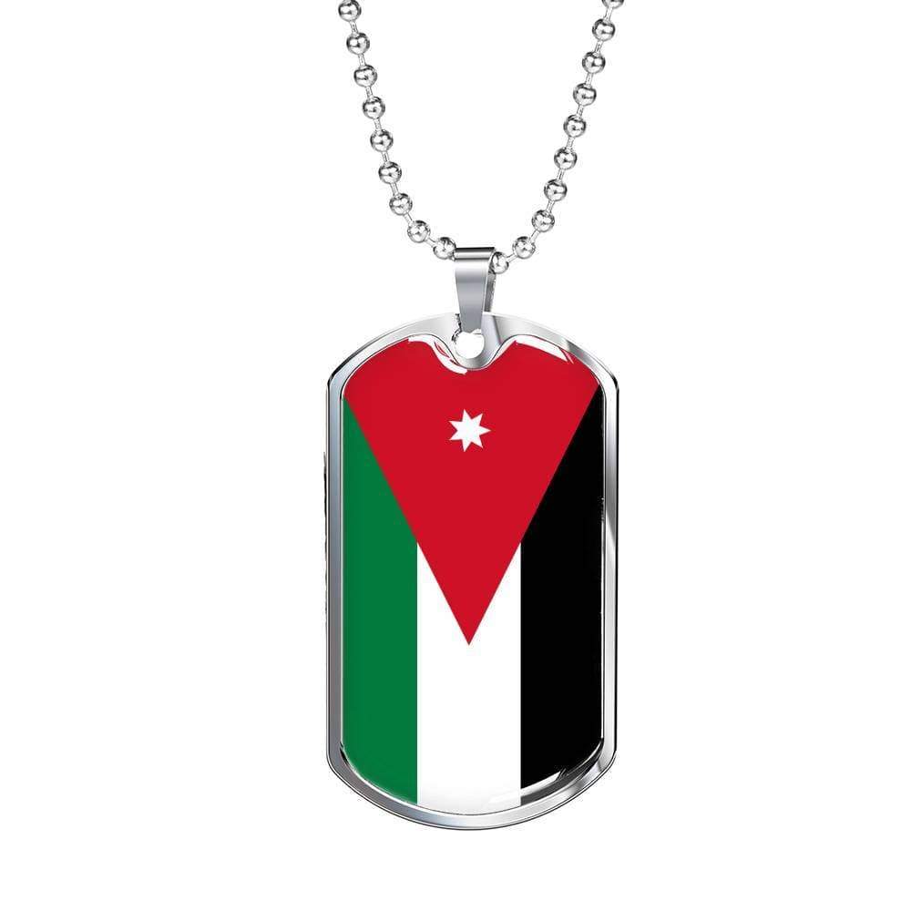 Jordan Flag Necklace Jordan Flag Stainless Steel or 18k Gold Dog Tag 24" - Express Your Love Gifts