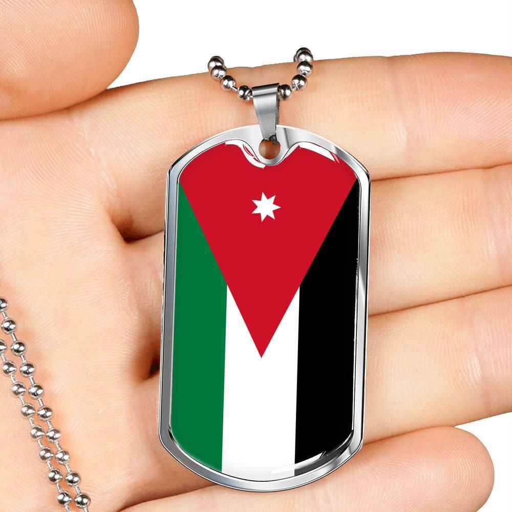 Jordan Flag Necklace Jordan Flag Stainless Steel or 18k Gold Dog Tag 24" - Express Your Love Gifts