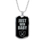 Just Win Baby Vegas Football Fan Necklace Dog Tag Stainless Steel or 18k Gold 24" Chain - Express Your Love Gifts