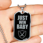Just Win Baby Vegas Football Fan Necklace Dog Tag Stainless Steel or 18k Gold 24" Chain - Express Your Love Gifts