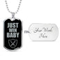 Just Win Baby Vegas Football Fan Necklace Dog Tag Stainless Steel or 18k Gold 24" Chain - Express Your Love Gifts