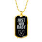Just Win Baby Vegas Football Fan Necklace Dog Tag Stainless Steel or 18k Gold 24" Chain - Express Your Love Gifts