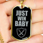 Just Win Baby Vegas Football Fan Necklace Dog Tag Stainless Steel or 18k Gold 24" Chain - Express Your Love Gifts