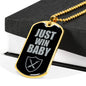 Just Win Baby Vegas Football Fan Necklace Dog Tag Stainless Steel or 18k Gold 24" Chain - Express Your Love Gifts