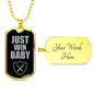 Just Win Baby Vegas Football Fan Necklace Dog Tag Stainless Steel or 18k Gold 24" Chain - Express Your Love Gifts