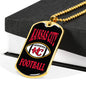 Kansas City Dog Tag Fan Necklace Dog Tag Stainless Steel or 18k Gold 24" Chain" - Express Your Love Gifts