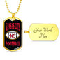 Kansas City Dog Tag Fan Necklace Dog Tag Stainless Steel or 18k Gold 24" Chain" - Express Your Love Gifts