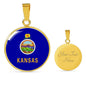 Kansas State Flag Necklace Stainless Steel or 18k Gold Circle Pendant 18-22" - Express Your Love Gifts