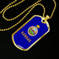 Kansas State Flag Necklace Stainless Steel or 18k Gold Dog Tag 24" Chain - Express Your Love Gifts