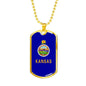 Kansas State Flag Necklace Stainless Steel or 18k Gold Dog Tag 24" Chain - Express Your Love Gifts