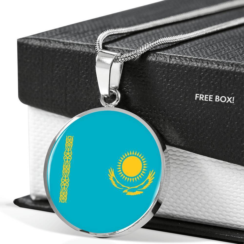 Kazakhstan Flag Necklace Kazakhstan Flag Stainless Steel or 18k Gold 18-22" - Express Your Love Gifts
