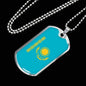 Kazakhstan Flag Necklace Kazakhstan Flag Stainless Steel or 18k Gold Dog Tag 24" - Express Your Love Gifts