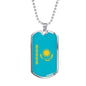 Kazakhstan Flag Necklace Kazakhstan Flag Stainless Steel or 18k Gold Dog Tag 24" - Express Your Love Gifts