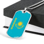 Kazakhstan Flag Necklace Kazakhstan Flag Stainless Steel or 18k Gold Dog Tag 24" - Express Your Love Gifts
