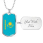 Kazakhstan Flag Necklace Kazakhstan Flag Stainless Steel or 18k Gold Dog Tag 24" - Express Your Love Gifts