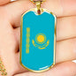 Kazakhstan Flag Necklace Kazakhstan Flag Stainless Steel or 18k Gold Dog Tag 24" - Express Your Love Gifts