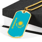 Kazakhstan Flag Necklace Kazakhstan Flag Stainless Steel or 18k Gold Dog Tag 24" - Express Your Love Gifts