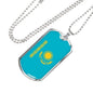 Kazakhstan Flag Necklace Kazakhstan Flag Stainless Steel or 18k Gold Dog Tag 24" - Express Your Love Gifts