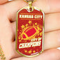 KC City Of Champions Necklace Stainless Steel or 18k Gold Dog Tag 24"-Express Your Love Gifts