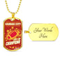 KC City Of Champions Necklace Stainless Steel or 18k Gold Dog Tag 24"-Express Your Love Gifts