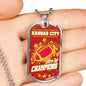 KC City Of Champions Necklace Stainless Steel or 18k Gold Dog Tag 24"-Express Your Love Gifts