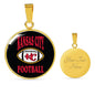 Kansas City Circle Pendant Football Fan Necklace Stainless Steel or 18k Gold 18-22" - Express Your Love Gifts