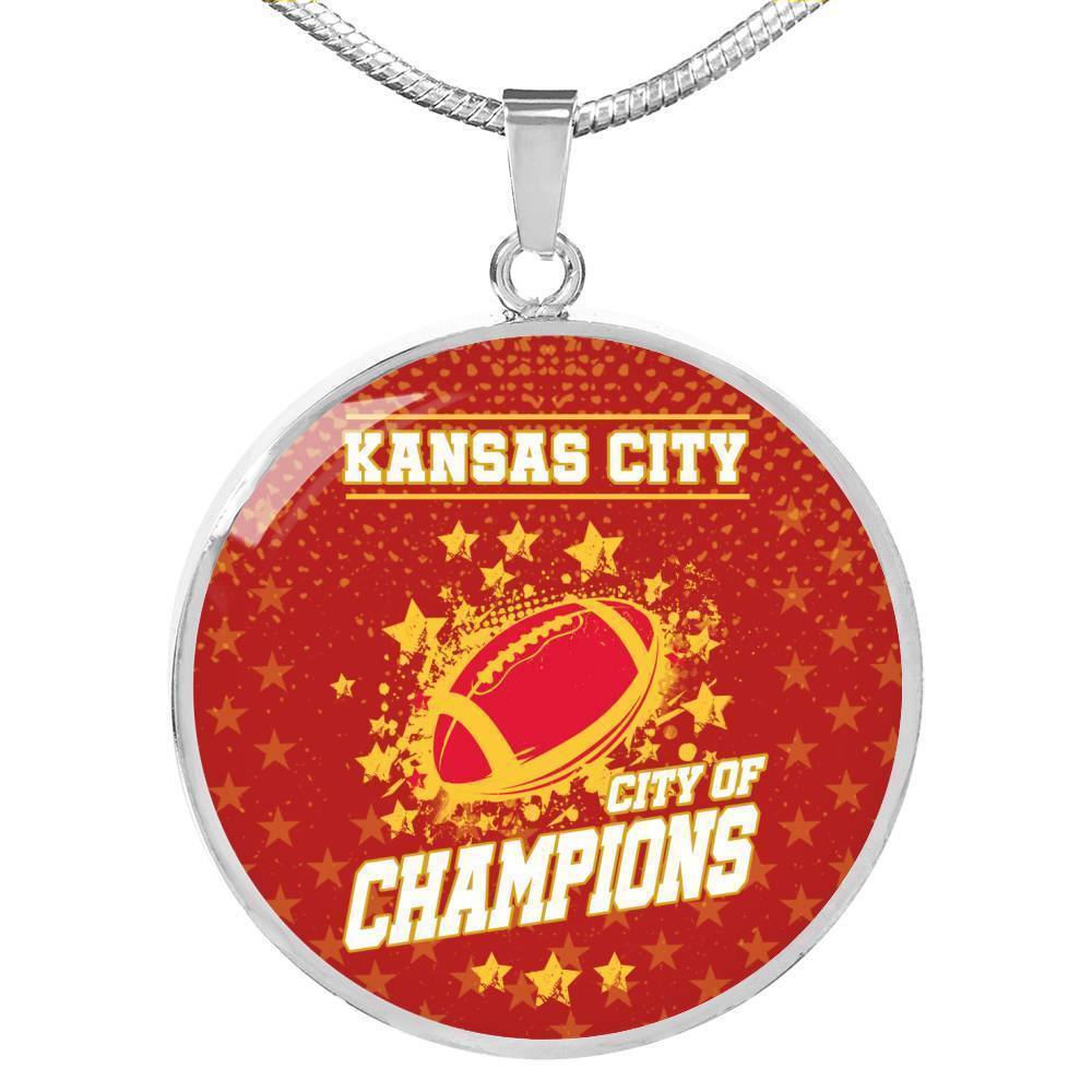 KC Football Champions Football Circle Necklace-Express Your Love Gifts