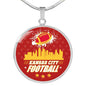 KC Football Circle Necklace Stainless Steel or 18k Gold Circle Pendant 18-22"-Express Your Love Gifts