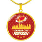 KC Football Circle Necklace Stainless Steel or 18k Gold Circle Pendant 18-22"-Express Your Love Gifts
