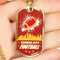 KC Football Necklace Stainless Steel or 18k Gold Dog Tag 24" Chain-Express Your Love Gifts