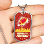 KC Football Necklace Stainless Steel or 18k Gold Dog Tag 24" Chain-Express Your Love Gifts